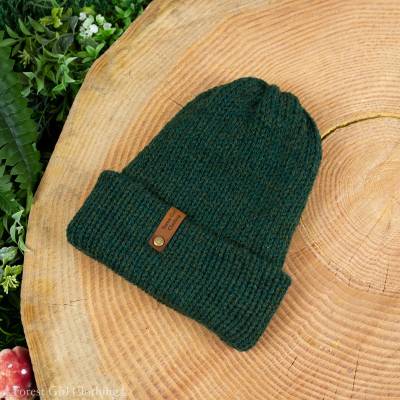 Unisex Wool Blend Beanie Hat - Forest Green